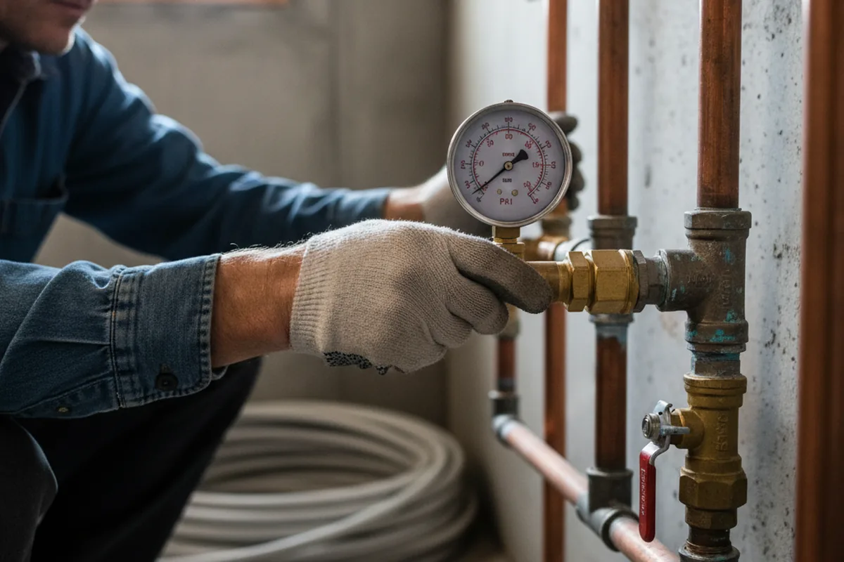 Pressure testing a repaired line during Water Line Repair in Hastings